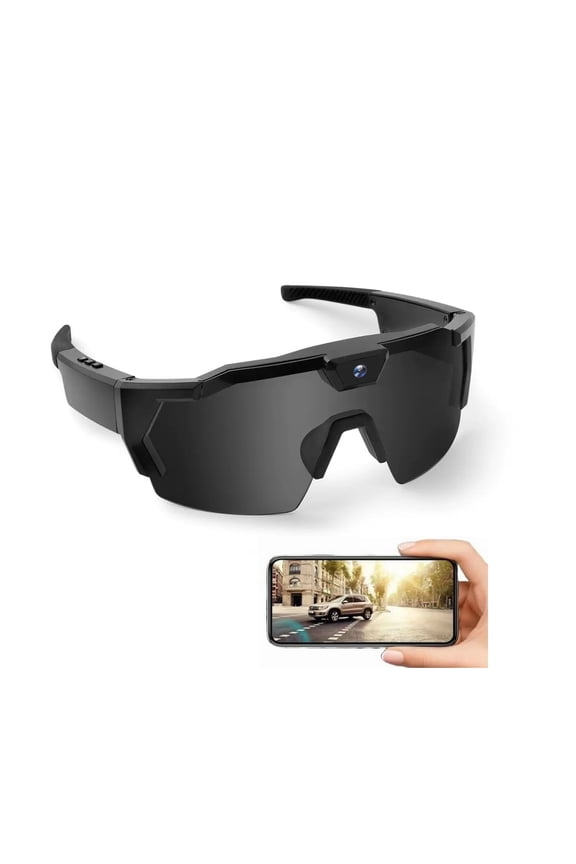 Smart Camera Glasses, Outdoor Sports HD Recording Video, Cycling Action Sunglasses, 64G ROM Wearable Audio take a Picture Wireless Photography Shooting VCR，Suitable for Men and Women (Black)