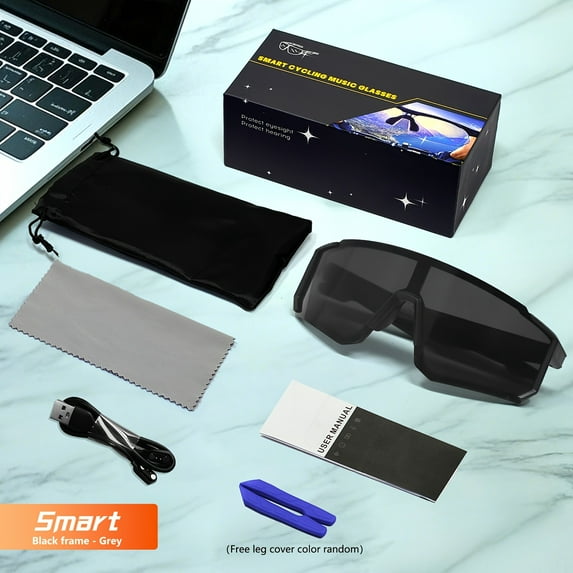 Smart Camera Glasses for Outdoor Sports - Wireless Glasses with Music/ Calls, Touch Control & AI Voice Assistant, Compatible with for iphone/ Android (Great Gift for Men/ Women)