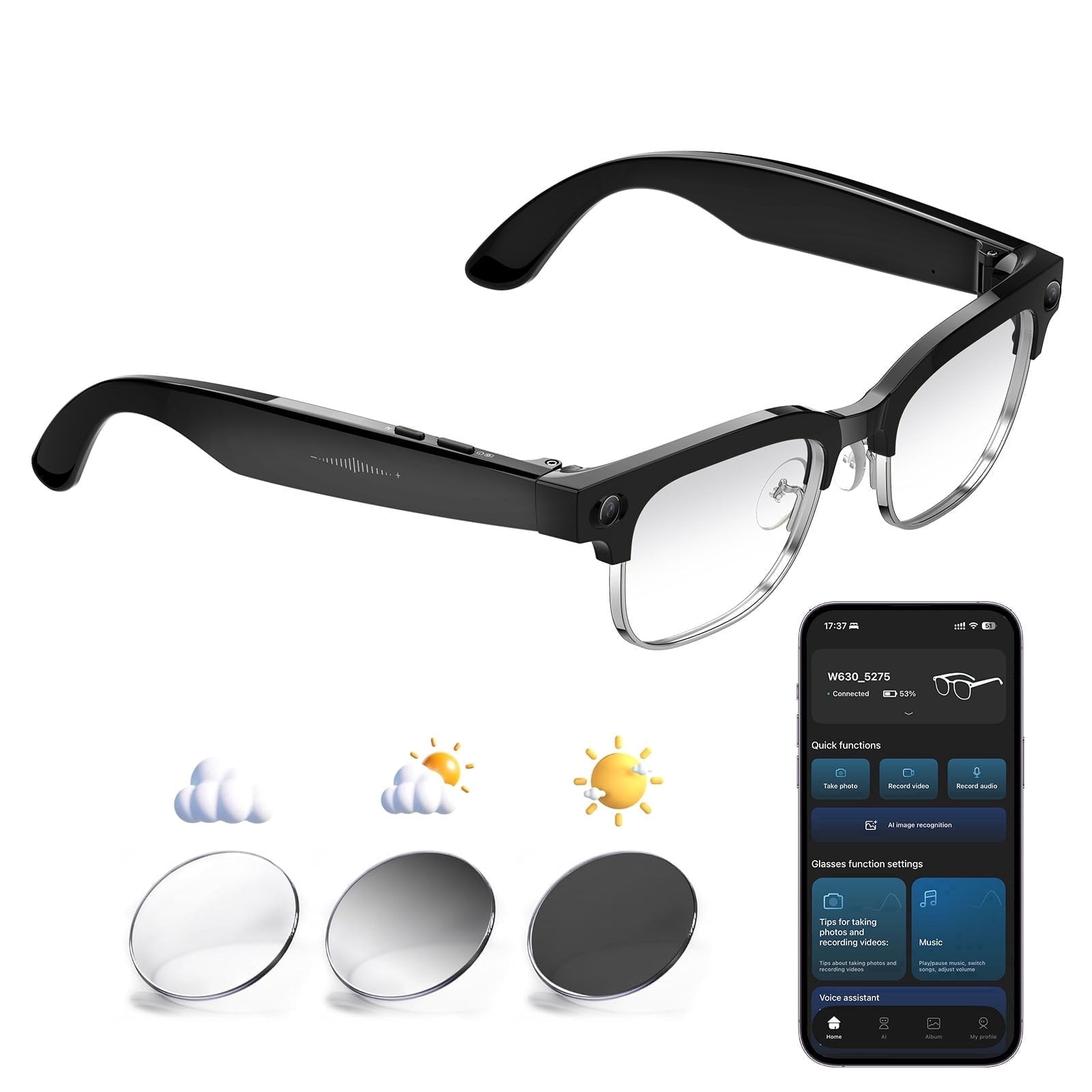 Smart Camera Glasses with Video & Photo Capture, AI Translation, Hands ...