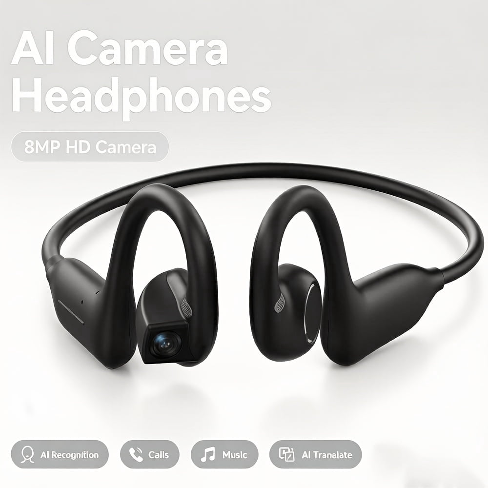 Camera Headset Smart Camera Headphones, AI Open Ear Wireless Headset with Hands-Free ...