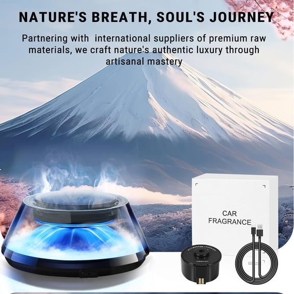 Smart Car Air Freshener 15ml Auto Sensing 5 Color Ambient Light Adjustable Mist Rechargeable Aroma Diffuser with Vibration Activation for Car Home Office Use