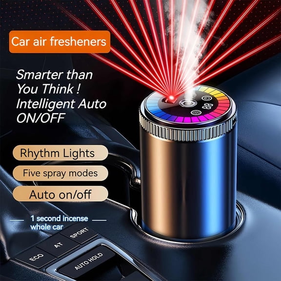 Smart Car Air Freshener, Car Air Freshener Diffuser with Star Projection, Car Aroma Diffuser with RGB Music Sync Light, 3-Mode Adjustable Auto On/Off Car Diffuser, Plug-in Model