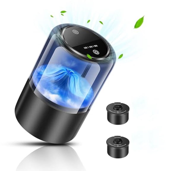 Smart Car Air Freshener Diffuser, USB Rechargeable Cloud Mist Auto Spray Aromatherapy for Vehicle, ABS (Black)
