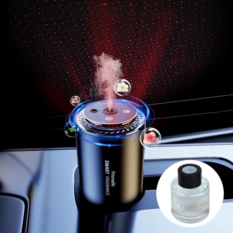 Smart Car Air Freshener, Rechargeable Car Air Freshener Diffuser with Starlight Projector & Atmosphere Light, Adjustable Car Freshener with Ultrasonic
