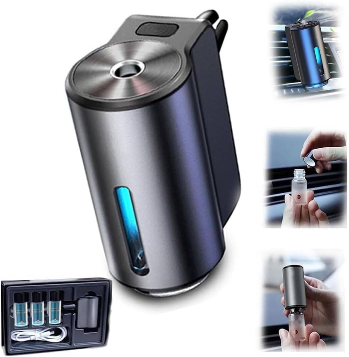Smart Car Air Freshener, Smart Car Air Freshener with Three Adjustable, Aromatizante para Carro Inteligente Intelligent Car Aroma(Diffuser+1pcs Oils)