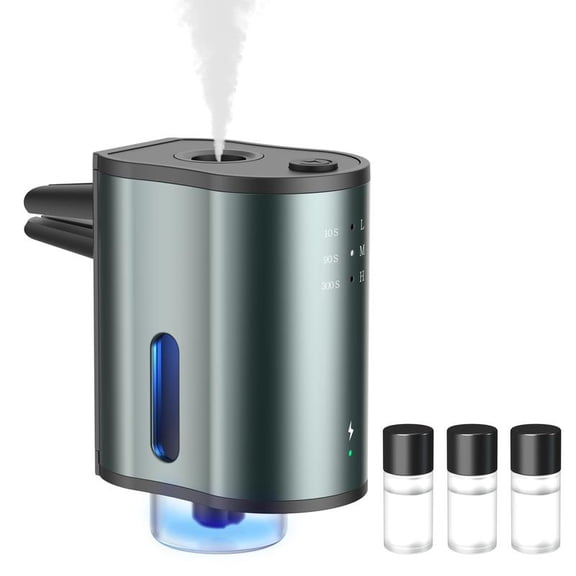Smart Car Air Freshener with Three Adjustable Concentration Scent Levels, Portable Waterless Car Diffuser Air Freshener Car Aromatherapy Diffuser, 3*10ML Natural Perfume