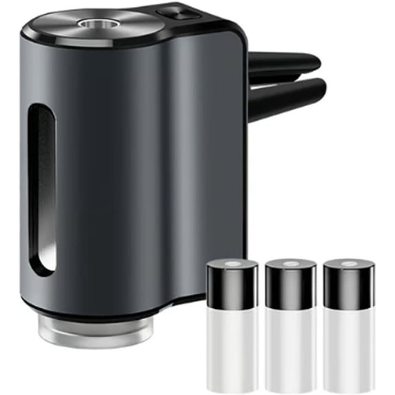 Car Air Freshener with Auto Sensor, Portable Waterless Diffuser with Adjustable Scent Levels, Vent Clip Aromatherapy Device for Car Interior Gray