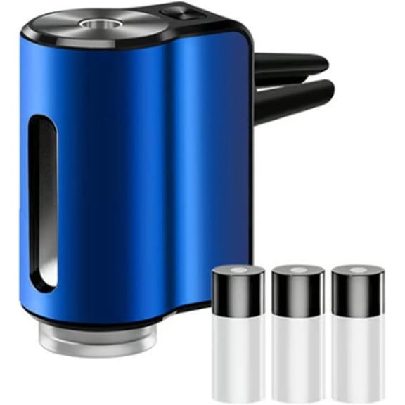 Smart Car Air Freshener with Three Adjustable Scent Levels, Portable Waterless Car Diffuser Aromatherapy, Vent Clip with Auto Sensor (Blue)