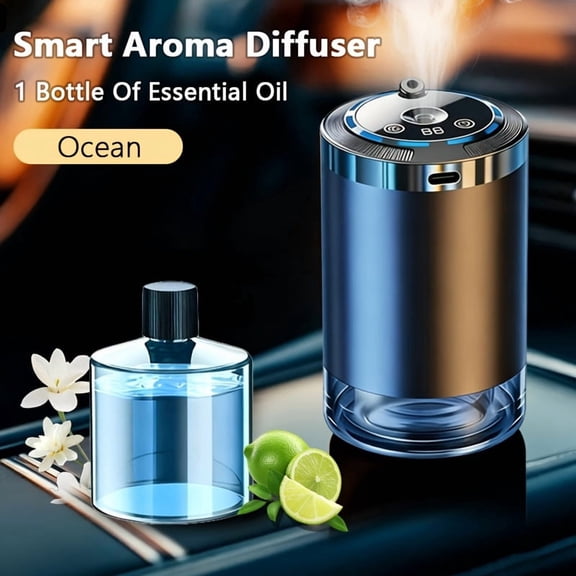 Smart Car Aroma Diffuser with Essential Oils, Humidifier, Starry Sky Projection & Ambient Light