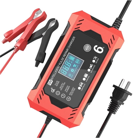 Smart Car Battery Charger, 12V 6A Automatic Automotive Charger Battery Maintainer, LCD Display Trickle Charger For Motorcycle, ATV, Deep Cycle Batteries