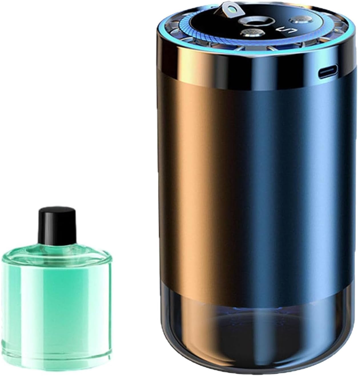 Smart Car Diffuser Set with Light & Spray Modes, Car Air Freshener Long Lasting Scent, Star Ambiance Roof, Auto On/Off, Muli Adjustable Modes USB Charge (Orange Blos-5-Speed (Aluminum Alloy))