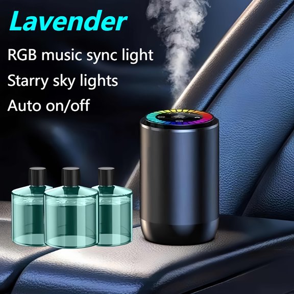 Smart Car Essential Oil Diffuser with Dynamic Light Show & Starry Sky Top, Adjustable Fragrance, Long-Lasting Freshness, French Scented Oil/Perfume
