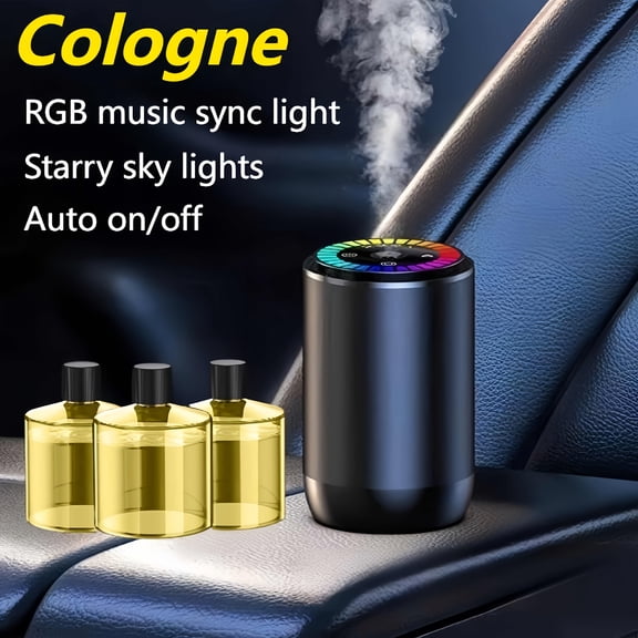 Smart Car Essential Oil Diffuser with Dynamic Light Show & Starry Sky Top, Adjustable Fragrance, Long-Lasting Freshness, French Scented Oil/Perfume
