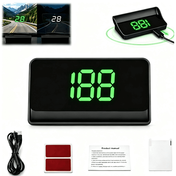 Smart in Car HUD Co Pilot,GPS Windshield Speedometer10Hz GPS and BDS Tracking,Auto Brightness,Large MPH Display,USB Plug and Play for Cars,Trucks,SUV and Motorcycles