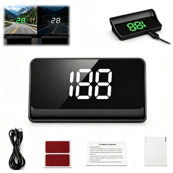 Smart in Car HUD Co Pilot,GPS Windshield Speedometer10Hz GPS and BDS Tracking,Auto Brightness,Large MPH Display,USB Plug and Play for Cars,Trucks,SUV and Motorcycles
