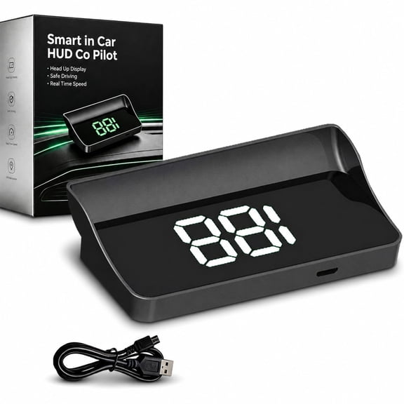 Smart in Car HUD Co Pilot, HUD Display Car Navigation, USB Powered GPS Speedometer, Large MPH Display, Plug & Play Speed Display for Cars, Trucks Accessory Only Display Speed