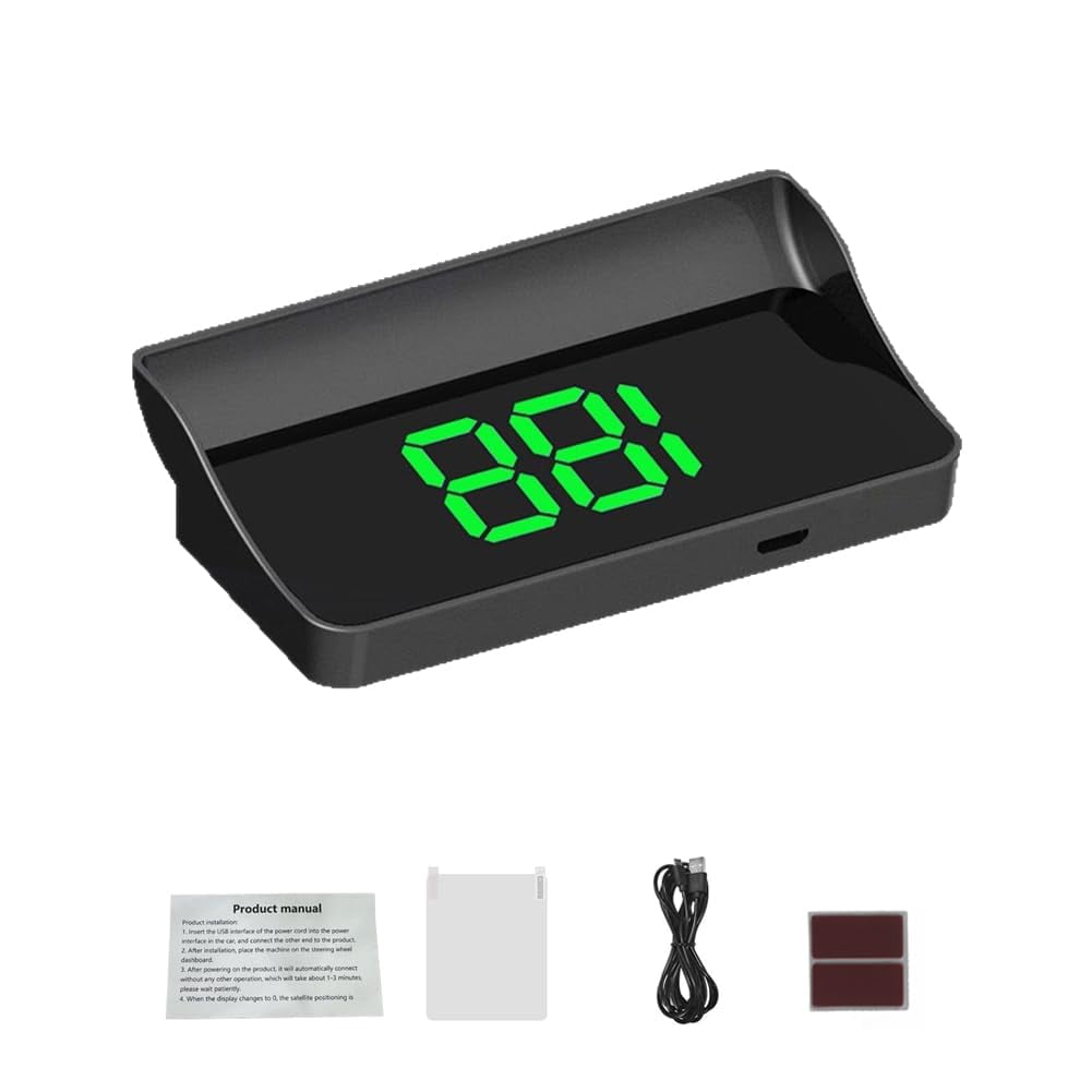 Smart In Car HUD Co Pilot, USB Plug & Play GPS Speedometer, Auto Brightness Large MPH Digital Display, Anti-Reflective Windshield Heads Up Display for Cars, Trucks and Motorcycles