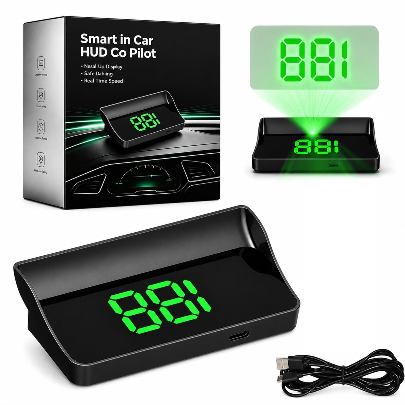 Smart in Car Hud Co Pilot, GPS+BDS Navigation Windshield Display with ...