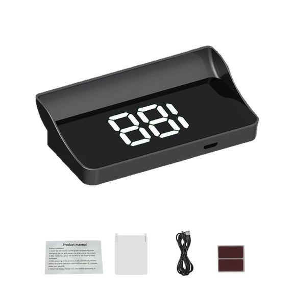 Smart in Car Hud Co Pilot, USB Powered Windshield Speedometer with Auto Brightness, Large Mph Digital Speedometer for Cars, Trucks & Motorcycles, Plug & Play Driving Accessory