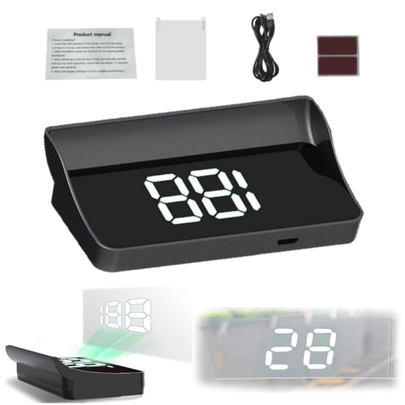 Smart in Car Hud Co Pilot, USB Powered Windshield Speedometer with Auto Brightness, Plug & Play Driving Accessory Only Display Speed for Cars, Trucks & Motorcycles