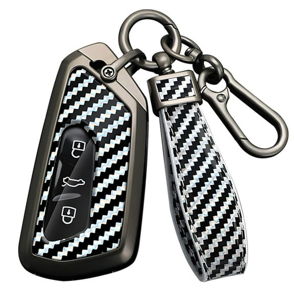 Smart Car Key Fob Cover for VW Volkswagen ID3 ID4 MK8 Golf 8 GTI Skoda Octavia Accessories with Keychian PVC Carbon Fiber Texture Key Case for Golf 8