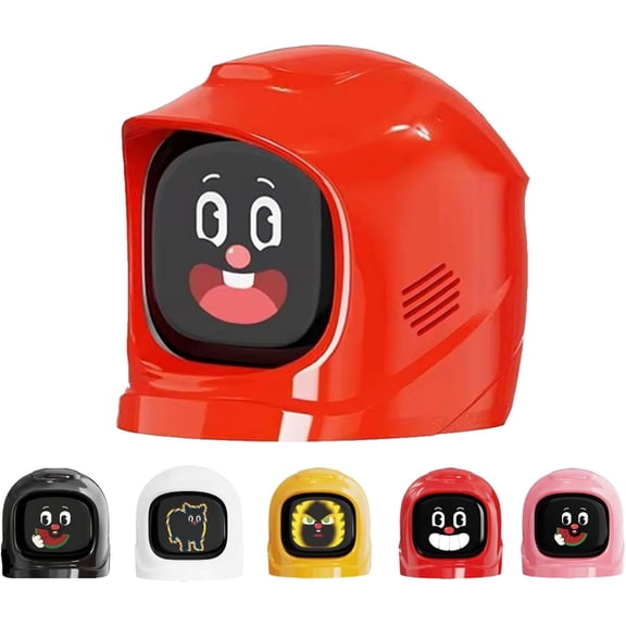 Smart Car Robot Dashboard Decoration - AI Emotional Companion with Animated Expressions, Magnetic Mount, Motion-Activated (XX-Red)