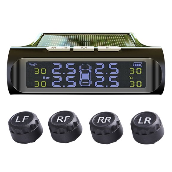 Smart Car Tpms Tire Pressure Monitoring System Solar Power Digital Tmps Lcd Display Usb Auto Security Alarm Tire Pressure Sensor