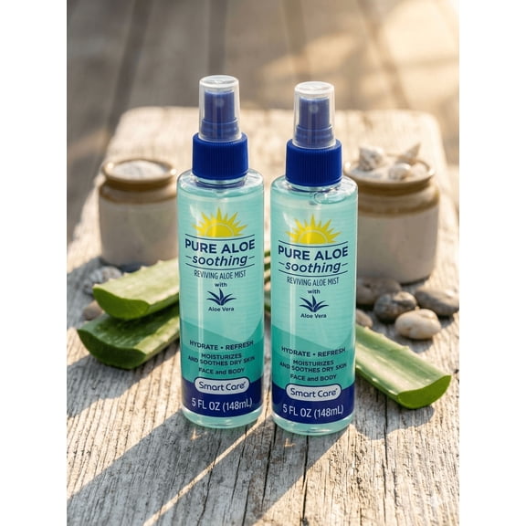 Smart Care Pure Aloe Soothing Reviving Aloe Mist for Face and Body, 5 fl oz (2 Pack)