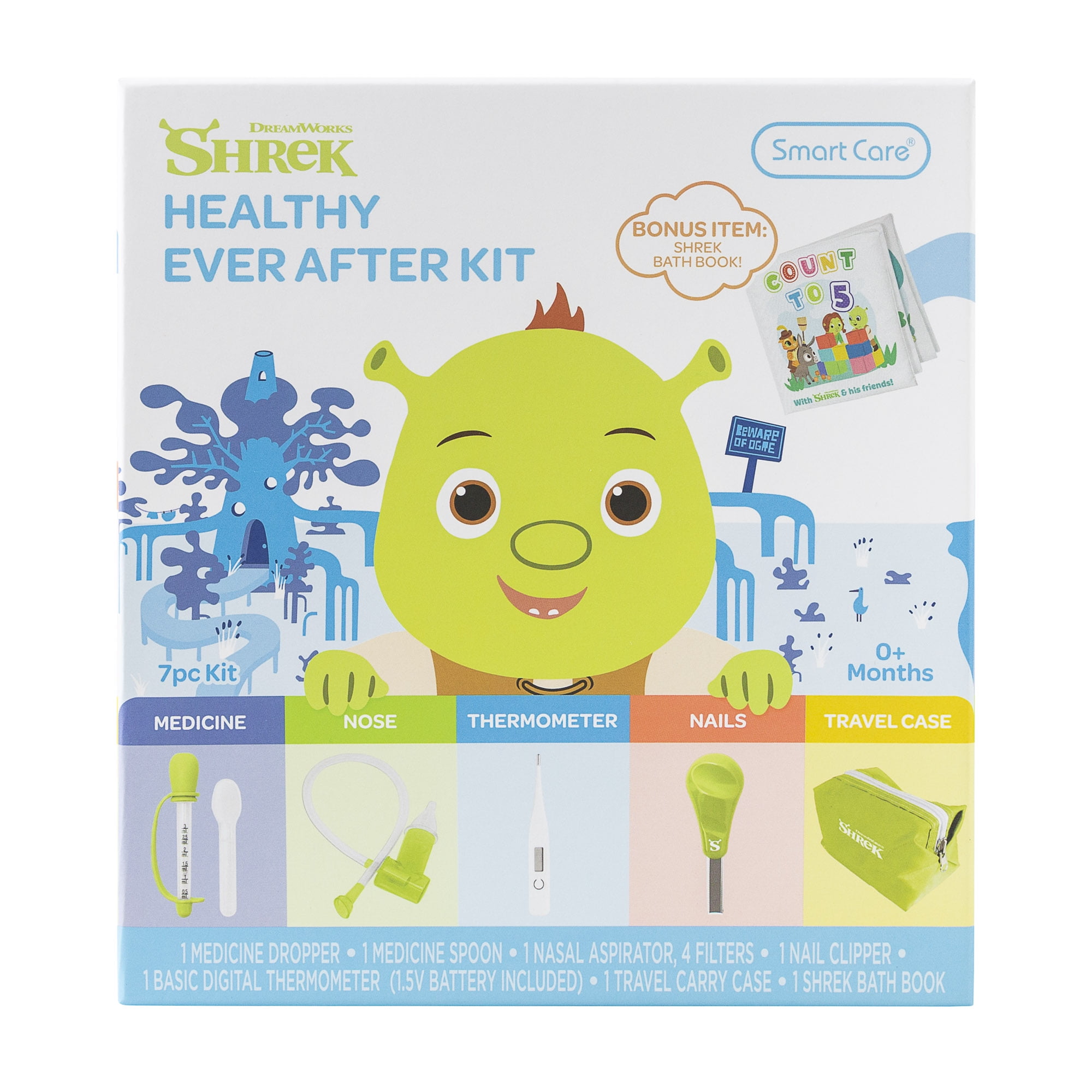 Shrek Healthy Ever after Baby Healthcare Kit, 7 Piece Kit for Newborns, 0+ Months