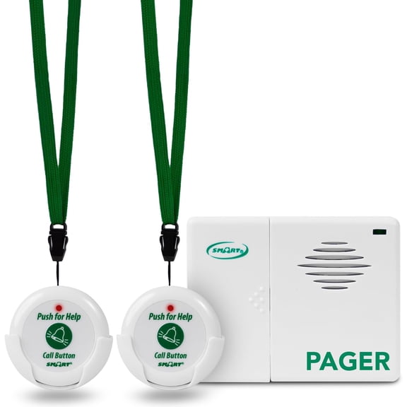 Smart Caregiver Pager System with 2 Call Buttons for Elderly Assistance, Fall Prevention, and Nurse Calling | Wearable Wireless Patient Help at Home USA-Based Company Customer Support