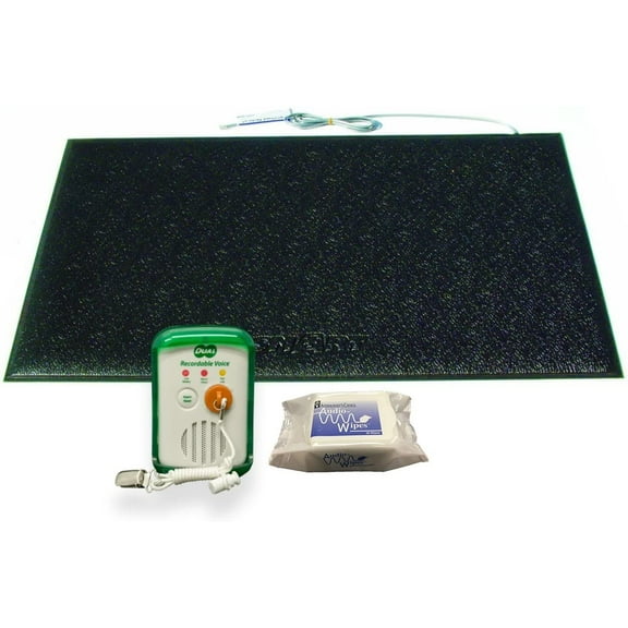 Smart Caregiver Wander Prevention Alarm Monitor With Two Recordable Voice Prompts and Pressure Sensing Floor Mat (Floor Mat - 24"x46")