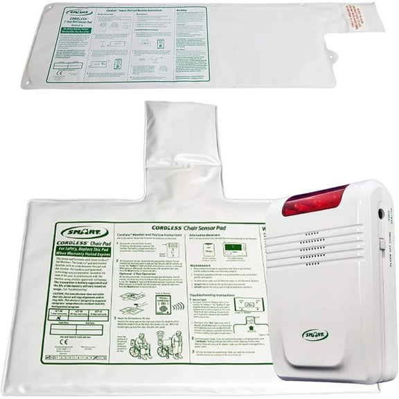 Smart Caregiver Wireless Alarm with Bed Sensor Pad and Chair Sensor Pad- No Alarm in Residents Room!