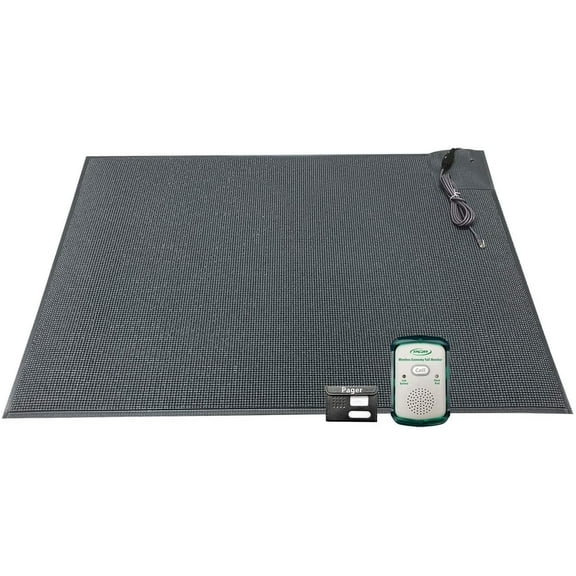 Smart Caregiver Wireless Economy Quiet Fall Alert with 24 x 48 in Floor Mat and Caregiver Pager
