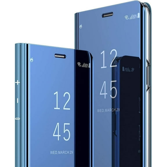 Smart Case for Galaxy S22 Plus Sleep/Wake Window's View Design Flip 360 Full Body Built-in Screen Protection Protector Slim Hard Mirror Kickstand Cover for Galaxy S22 Plus Blue