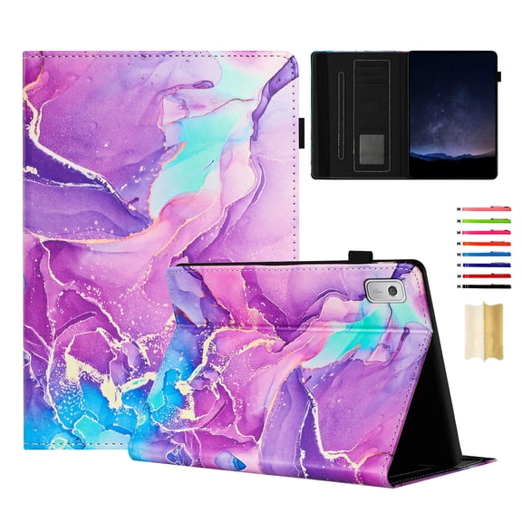 Smart Case for Lenovo Tab M9 9.0" 2023 Marble Pattern, Premium PU Leather Kickstand Magnetic Wallet Folio Flip Auto Sleep / Wake Case with Card Slots & Elastic Band & Pencil Holder, C