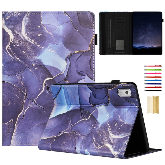 Smart Case for Lenovo Tab P11 2nd Gen 11.5 Inch 2023 Marble Pattern, Premium PU Leather Kickstand Magnetic Wallet Folio Flip Auto Sleep / Wake Case with Card Slots & Elastic Band & Pencil Holder, E