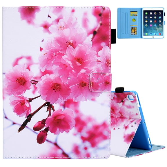 Smart Case for iPad 6th/5th Generation 2018 2017, iPad Air 2 Case 2014, iPad Air 1st Case 2013 - Protective Leather Wallet Fold Stand Slim Flip Cute Apple iPad 9.7 Inch Case, Pink Cherry Blossom