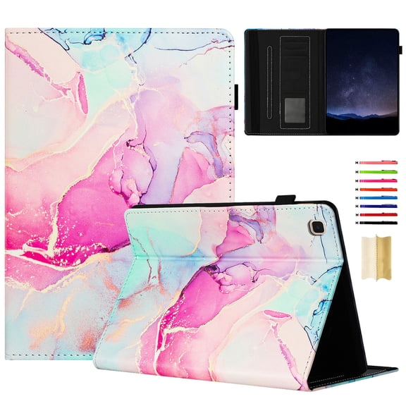 Smart Case for iPad mini 6th 2021/mini 7th 2024 Marble Pattern, Premium PU Leather Kickstand Magnetic Wallet Folio Flip Auto Sleep / Wake Case with Card Slots & Elastic Band & Pencil Holder, F