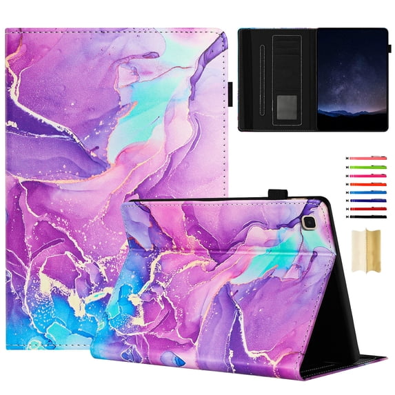 Smart Case for iPad mini 6th 2021/mini 7th 2024 Marble Pattern, Premium PU Leather Kickstand Magnetic Wallet Folio Flip Auto Sleep / Wake Case with Card Slots & Elastic Band & Pencil Holder, C