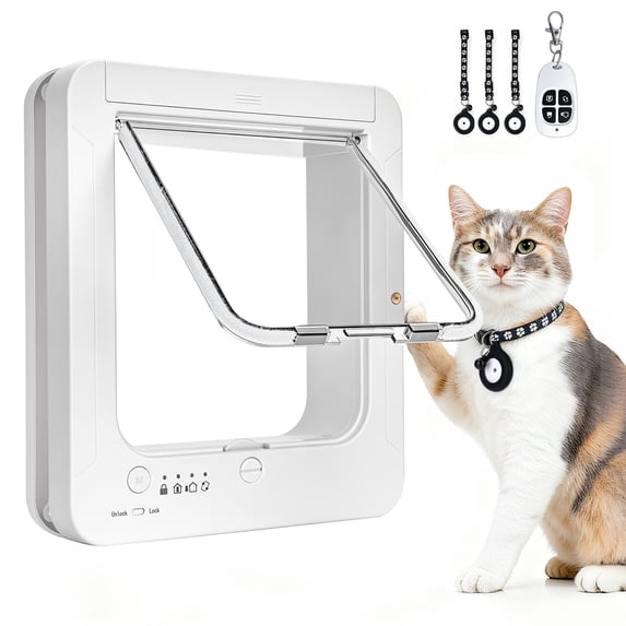 Smart Cat Door for Interior & Exterior, Microchip Cat Pet Door with 3 ...
