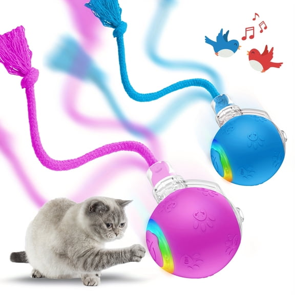 Smart Cat Toys: Motion-Activated, Bird Sounds, LED Lights. USB Rechargeable, Long-Lasting Battery. Engaging Gift for All Cats