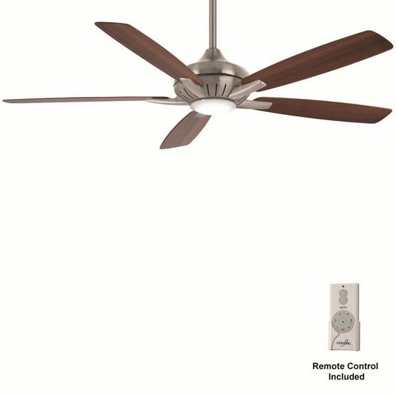 Smart Ceiling Fan With Light Kit In Traditional Style 15.51 Inches Tall By 60 Inches Wide-Brushed Nickel Finish-Medium Maple/Dark Walnut Blade Color