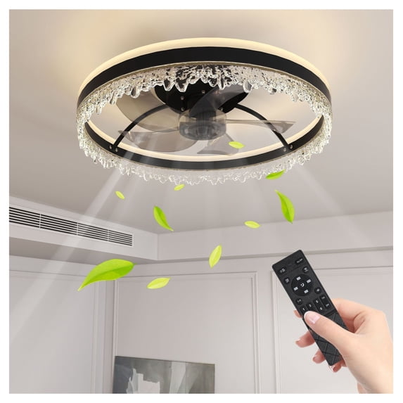 Smart Ceiling Fan with Light 20 Inch Black - Dimmable LED, Remote & APP Control, Silent Fan for Bedroom, Living Room, Dining Room