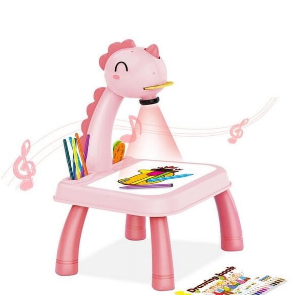 Smart Child Learning Projector Painting Desk Machine with Music Light Education Toy 5ML, 24 cmx32 cnx37 cm, Pink