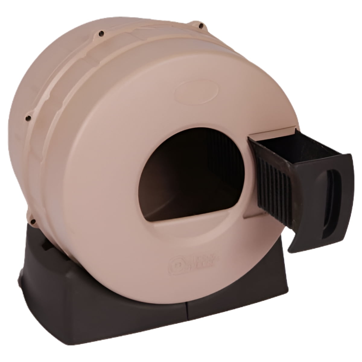 Tan Plastic Covered Cat Litter Box with Spinner