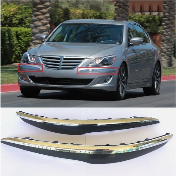 Smart Choice Store Genuine OEM Front Bumper Moldings Chrome Left + Right 4p SET for Genesis Sedan 12-14