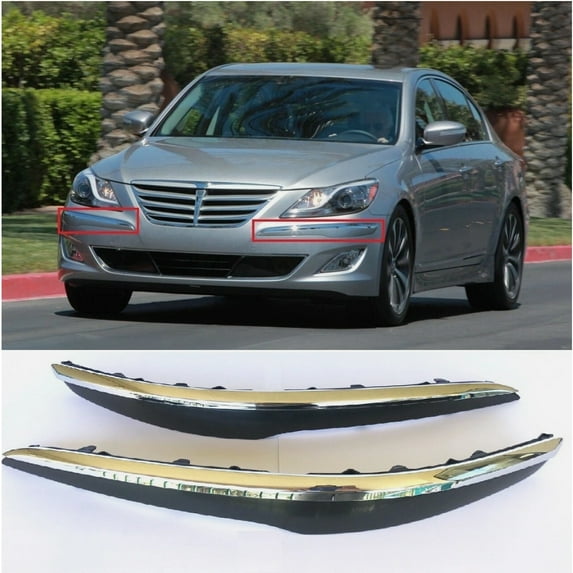 Smart Choice Store Genuine OEM Front Bumper Moldings Chrome Left + Right 4p SET for Genesis Sedan 12-14