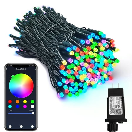 Smart Christmas Lights - 42FT 100 RGB LED String Lights Color Changing by App,Works with Google Home,Music Sync,Timer,Dimmable for Xmas Tree Home Party
