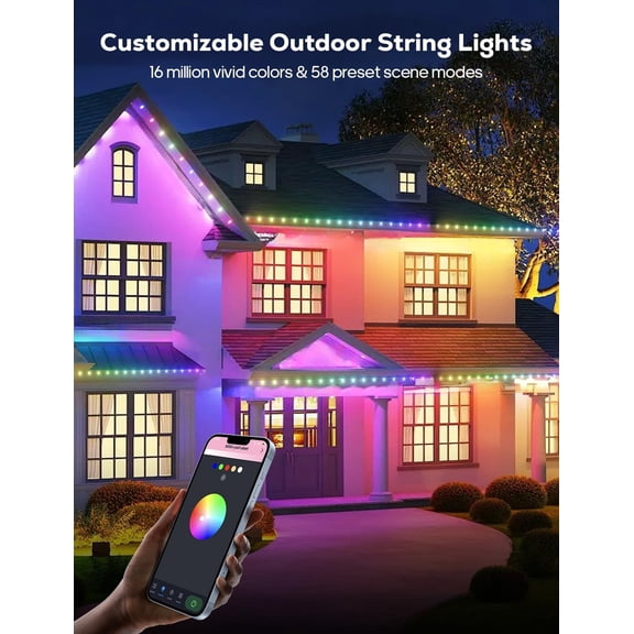 Smart Christmas Lights, C9 RGB 66ft 100LED Connectable Strawberry Lights, App Remote Control, Music Sync, Color Changing Christmas Light Outdoor with 48 Scene Modes for Xmax House Decor