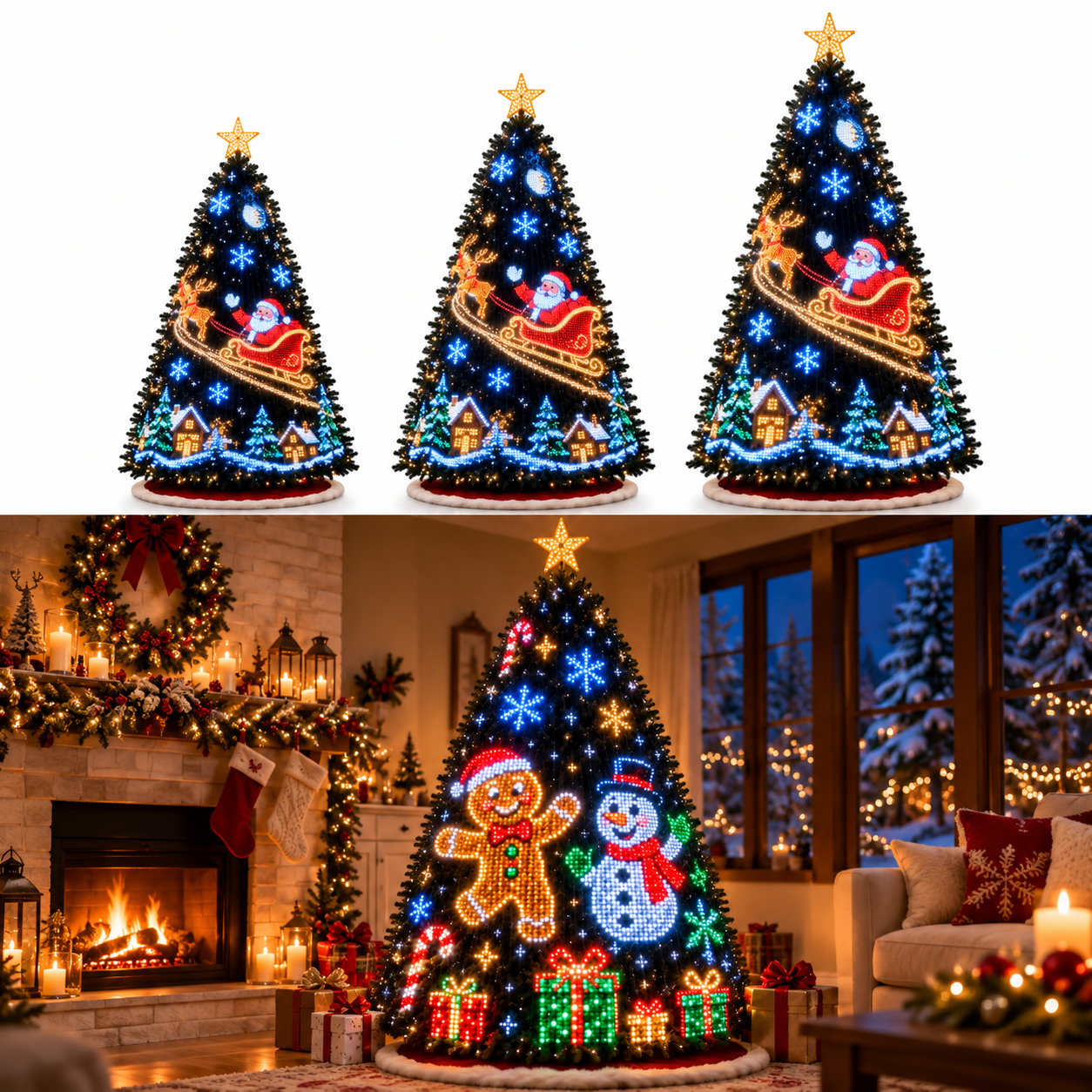 Smart Christmas Pixel Lights, 400 LED App Controlled Animated String ...
